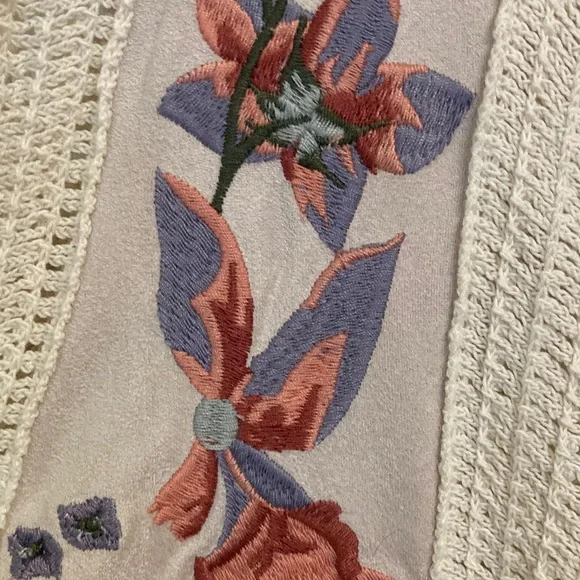 Handmade Boho Crochet Cardigan with Floral Embroidery - Picture 2 of 14